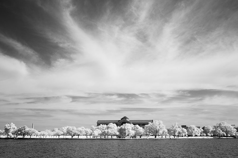 Infrared View towards Washington DC from the Anacostia River including the War Callege and the Washington Monument